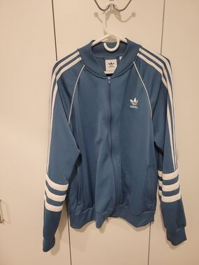 Adidas Originals Blue Trefoil Track Jacket with White Stripes